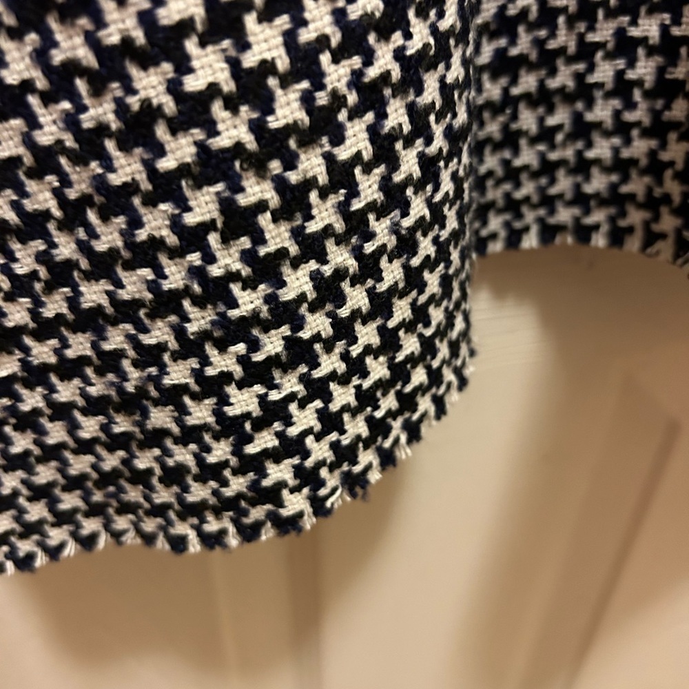 Zara Navy & Cream Fringed Houndstooth Pullover Knitted Shirt Sz L NWT! - Picture 5 of 16